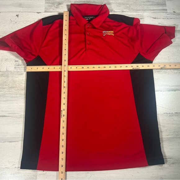 Nike Golf Men’s Sonic Performance Polo Shirt Red Black Size Large Fast Food - Picture 6 of 6